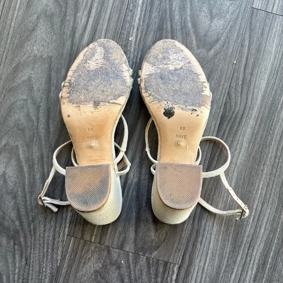 Revolve X Raye Limone Heel Natural Raffia Woven Block Heel Size 6.5 - Picture 8 of 10